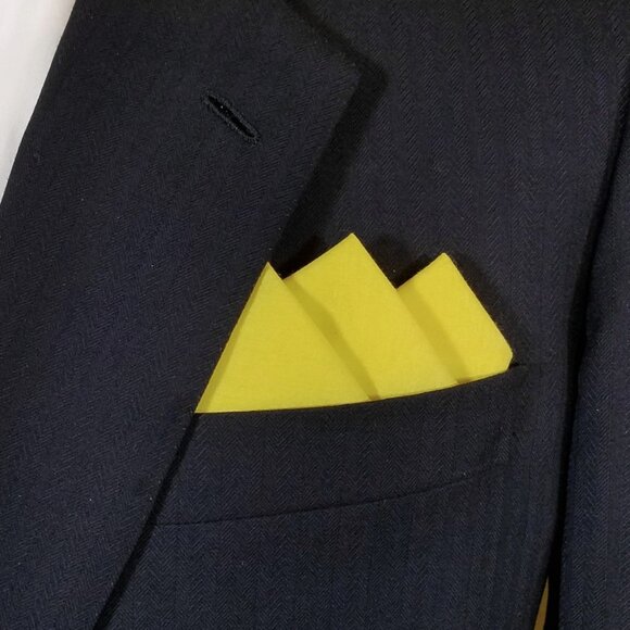 NEW Yellow 100% Cotton Pre-Folded Pocket Square Handkerchief Insert - Picture 3 of 5